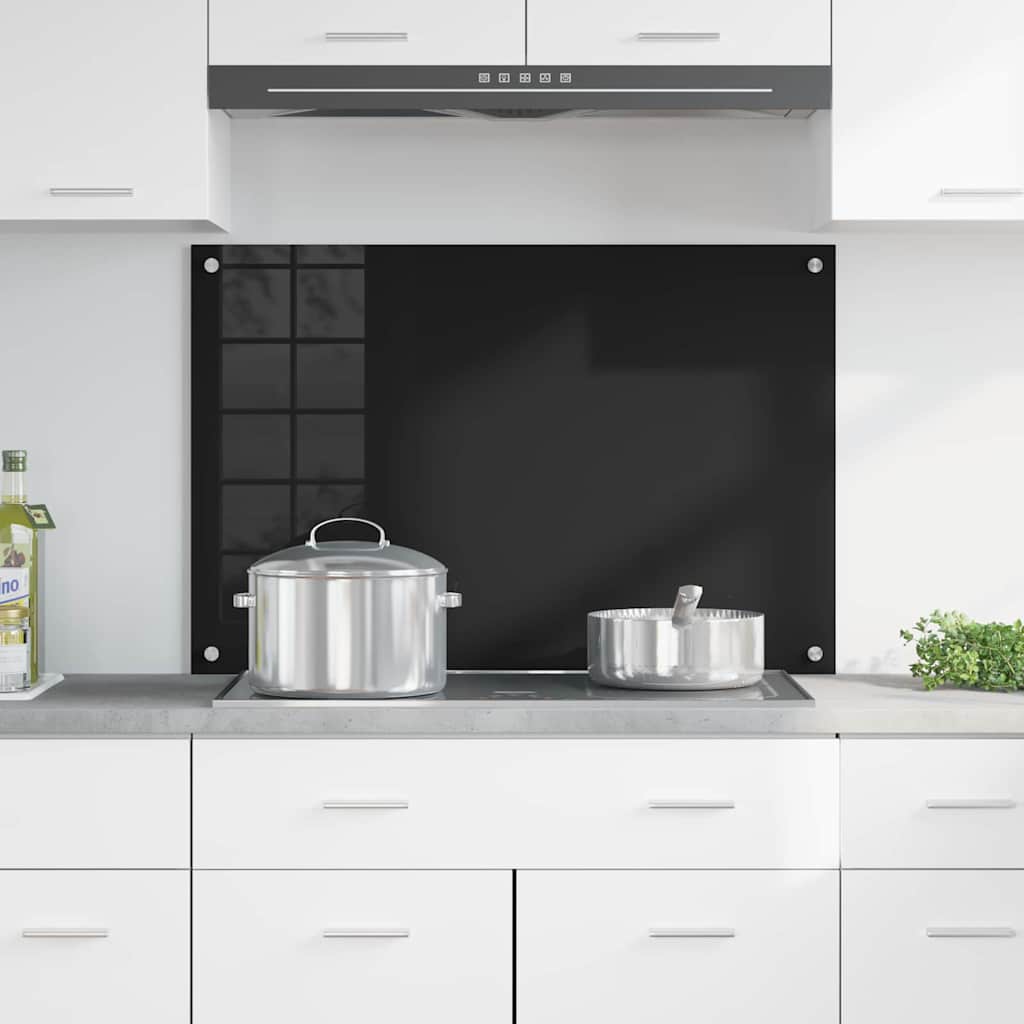 Virtuvės atbraila Juoda 90 x 60 cm grūdintas stiklas