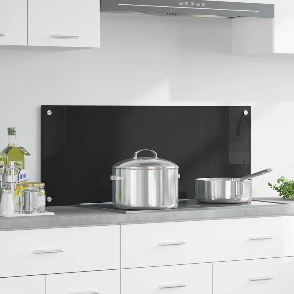 Virtuvės užpakalinė plokštė Juoda 100 x 40 cm grūdintas stiklas