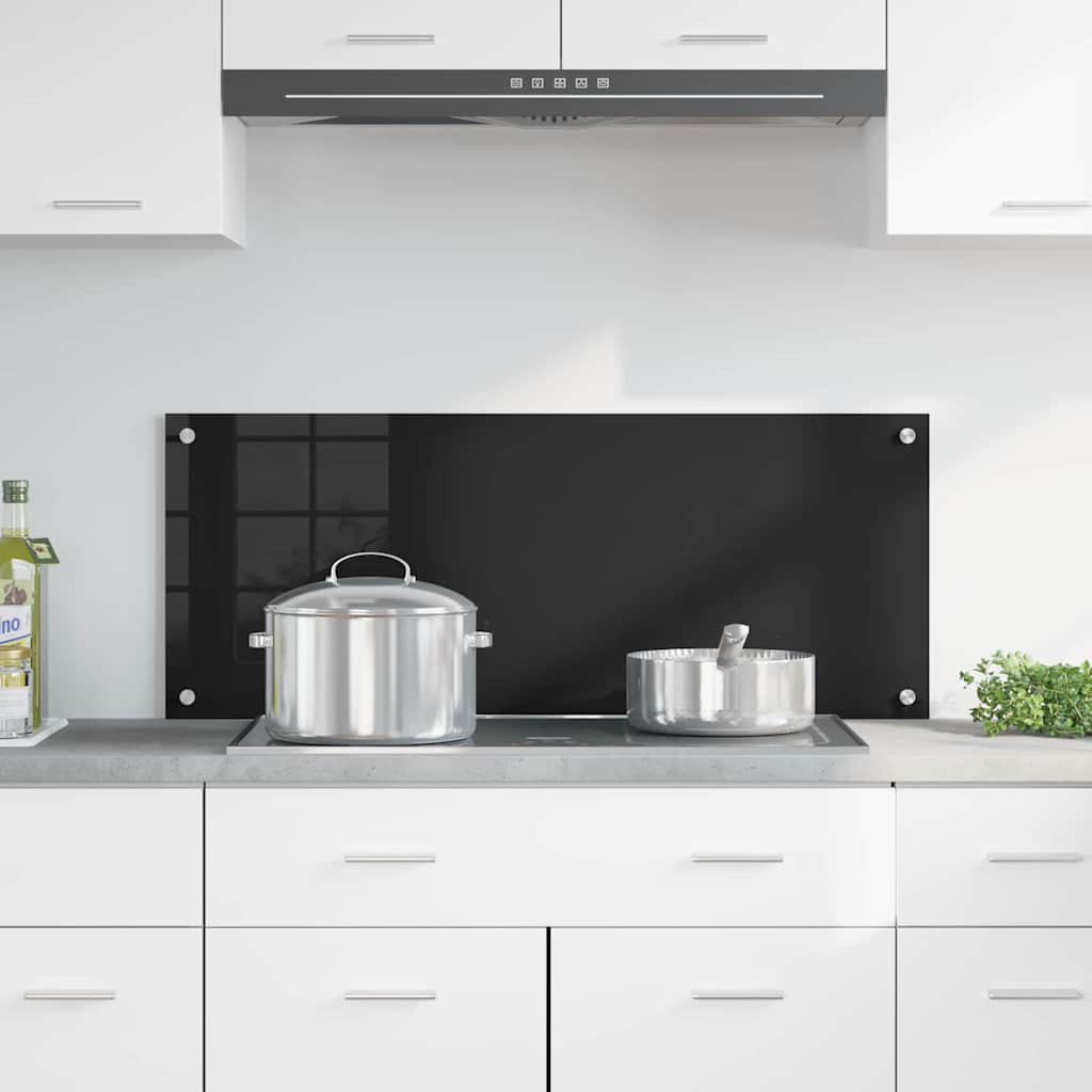 Virtuvės užpakalinė plokštė Juoda 100 x 40 cm grūdintas stiklas
