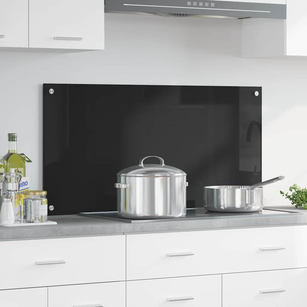 Virtuvės užpakalinė plokštė Juoda 100 x 50 cm grūdintas stiklas