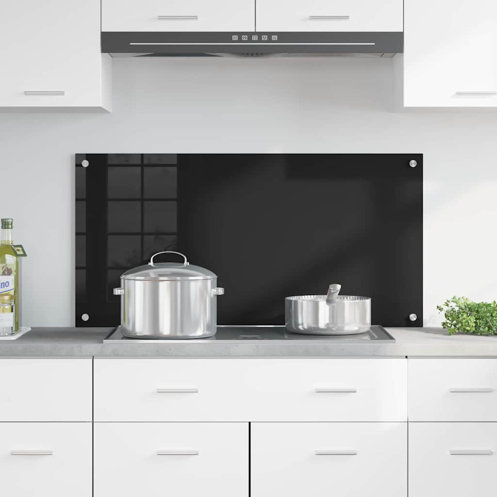 Virtuvės užpakalinė plokštė Juoda 100 x 50 cm grūdintas stiklas