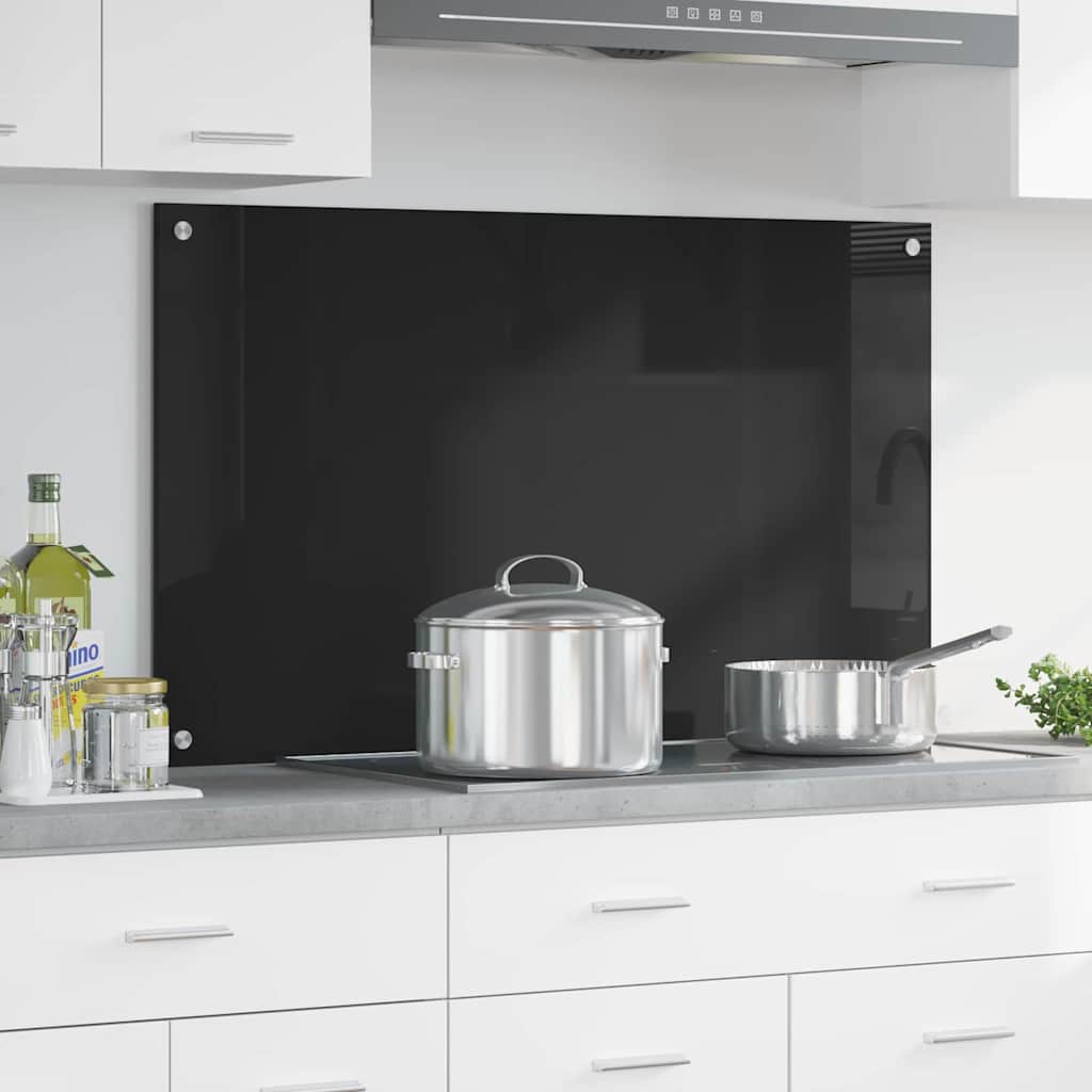 Virtuvės užpakalinė plokštė Juoda 100 x 60 cm grūdintas stiklas