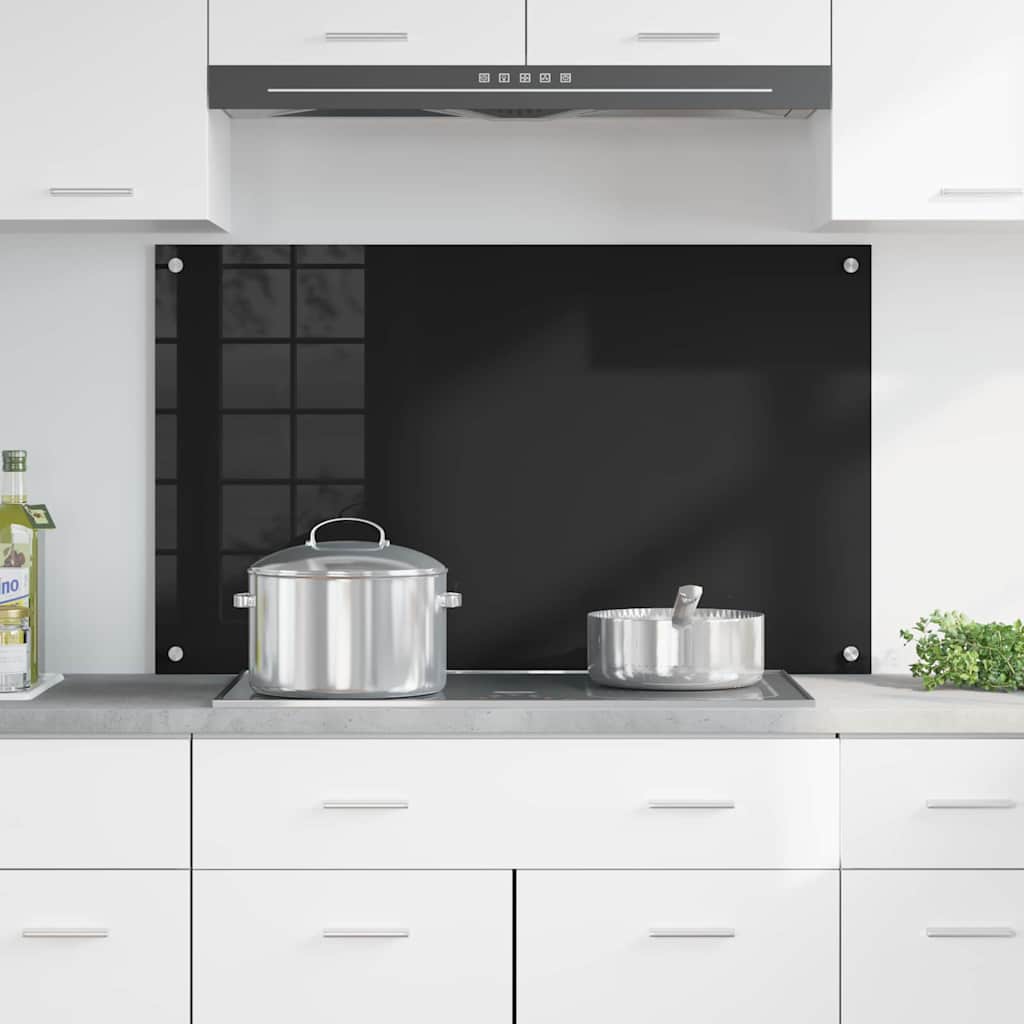 Virtuvės užpakalinė plokštė Juoda 100 x 60 cm grūdintas stiklas