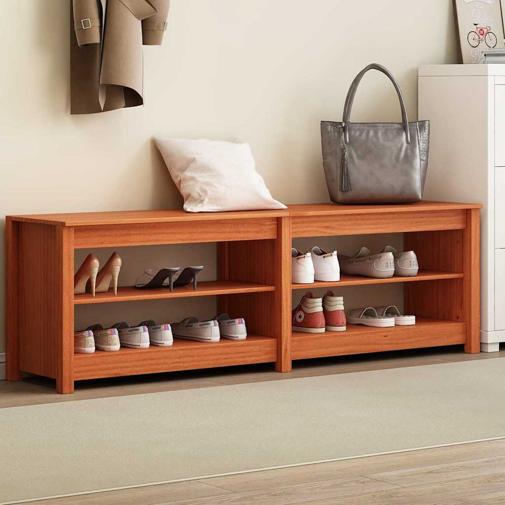 Shoe bench with shelf Wax brown 160 x 36.5 x 50 cm
