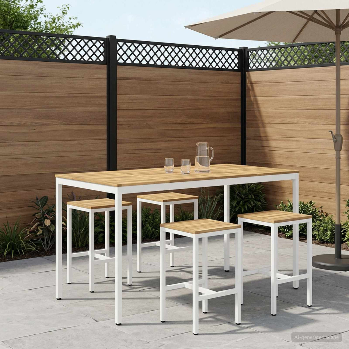 Sodo Baro Stalas Balta 196 x 100,5 x 105 cm