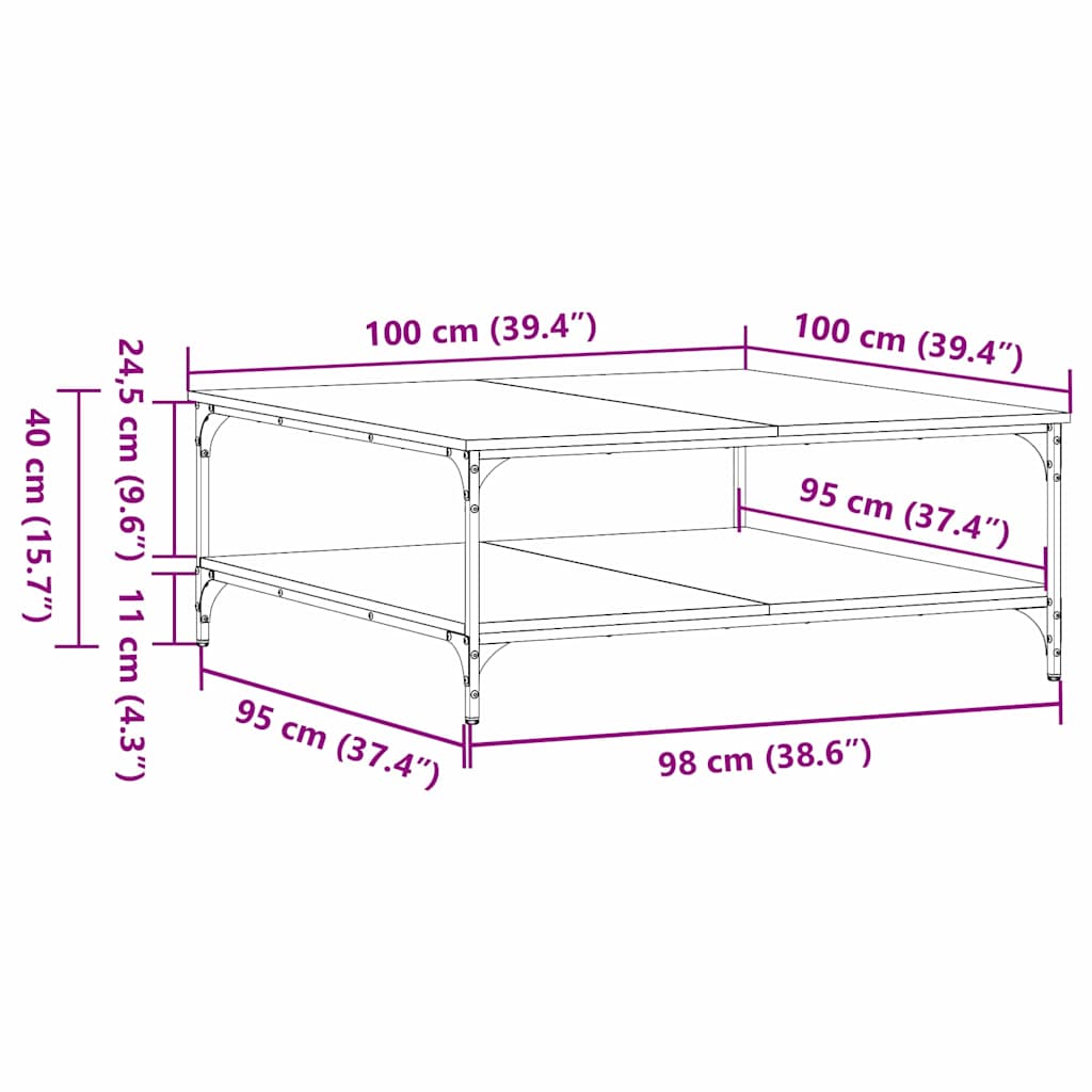 Kavos staliukas artisano ąžuolo 100 x 100 x 40 cm