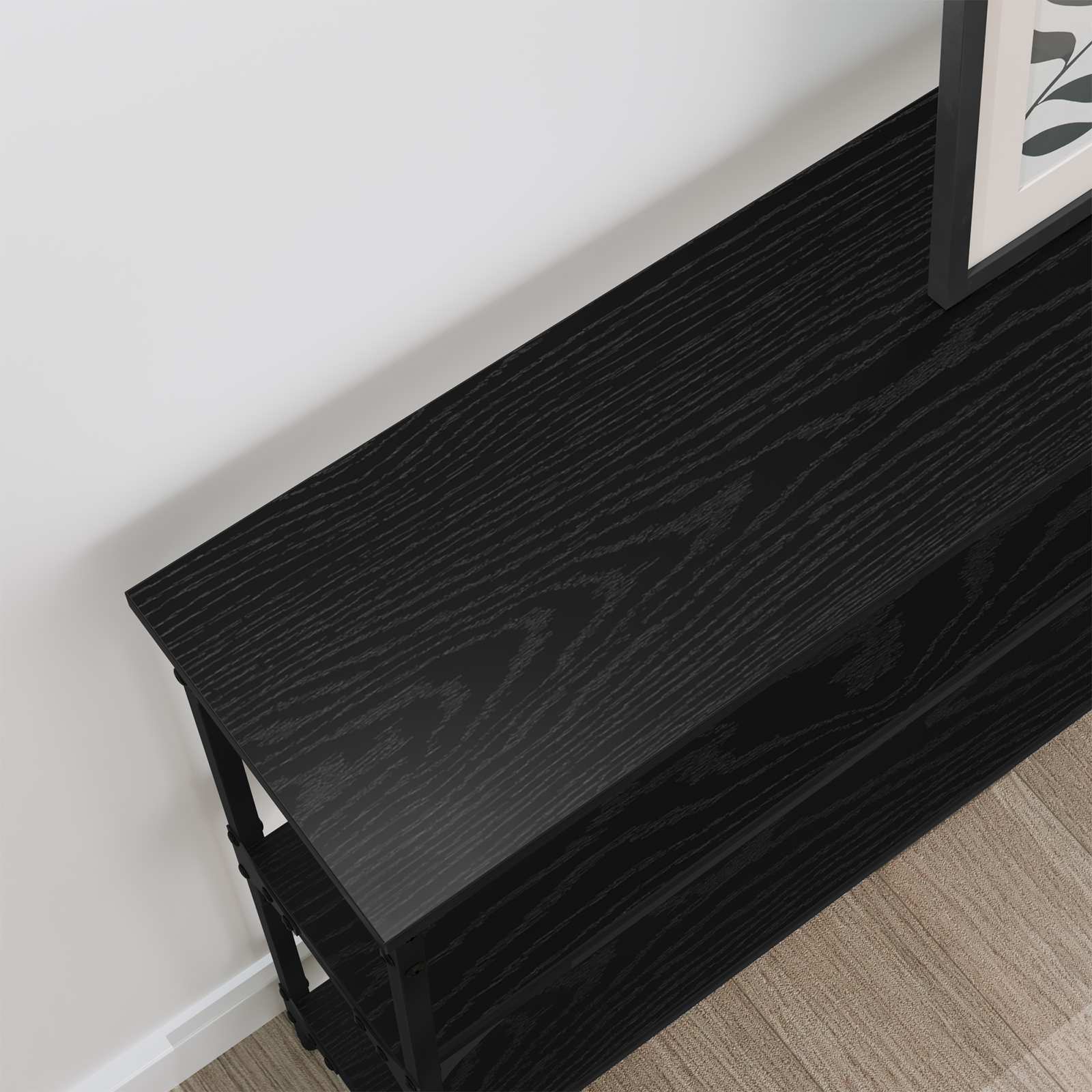 Konsolinis stalas su lentyna juoda ąžuolo 100 x 22,5 x 75 cm