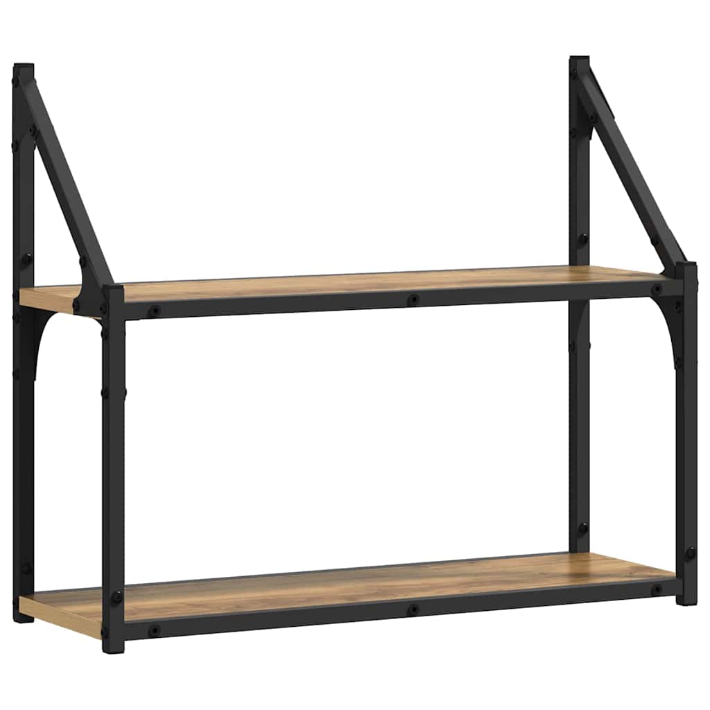 Sienas plaukts ar plauktu amatnieciskā ozolkoka 60 x 21 x 51 cm