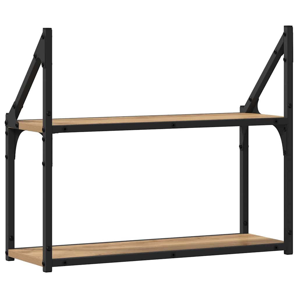 Sienas plaukts ar plauktu amatnieciskā ozolkoka 60 x 21 x 51 cm