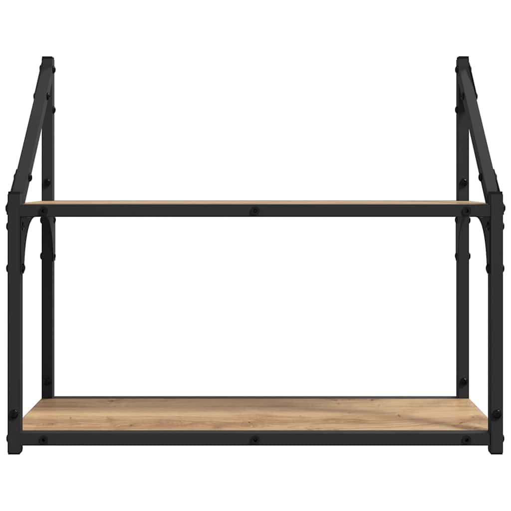 Sienas plaukts ar plauktu amatnieciskā ozolkoka 60 x 21 x 51 cm