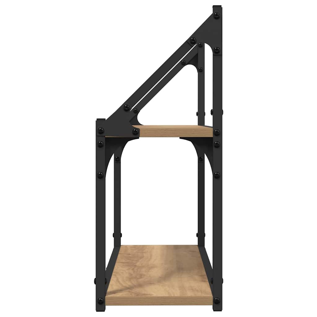Sienas plaukts ar plauktu amatnieciskā ozolkoka 60 x 21 x 51 cm
