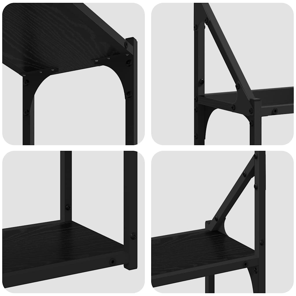 Wall shelf black oak 60 x 21 x 51 cm Engineered wood
