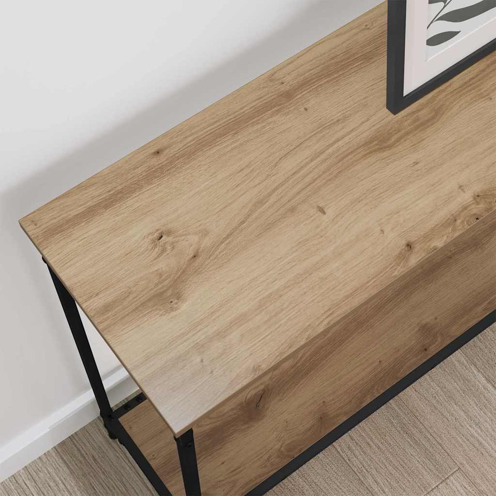 Konsolinis stalas su lentyna artisano ąžuolo 101 x 30.5 x 75 cm