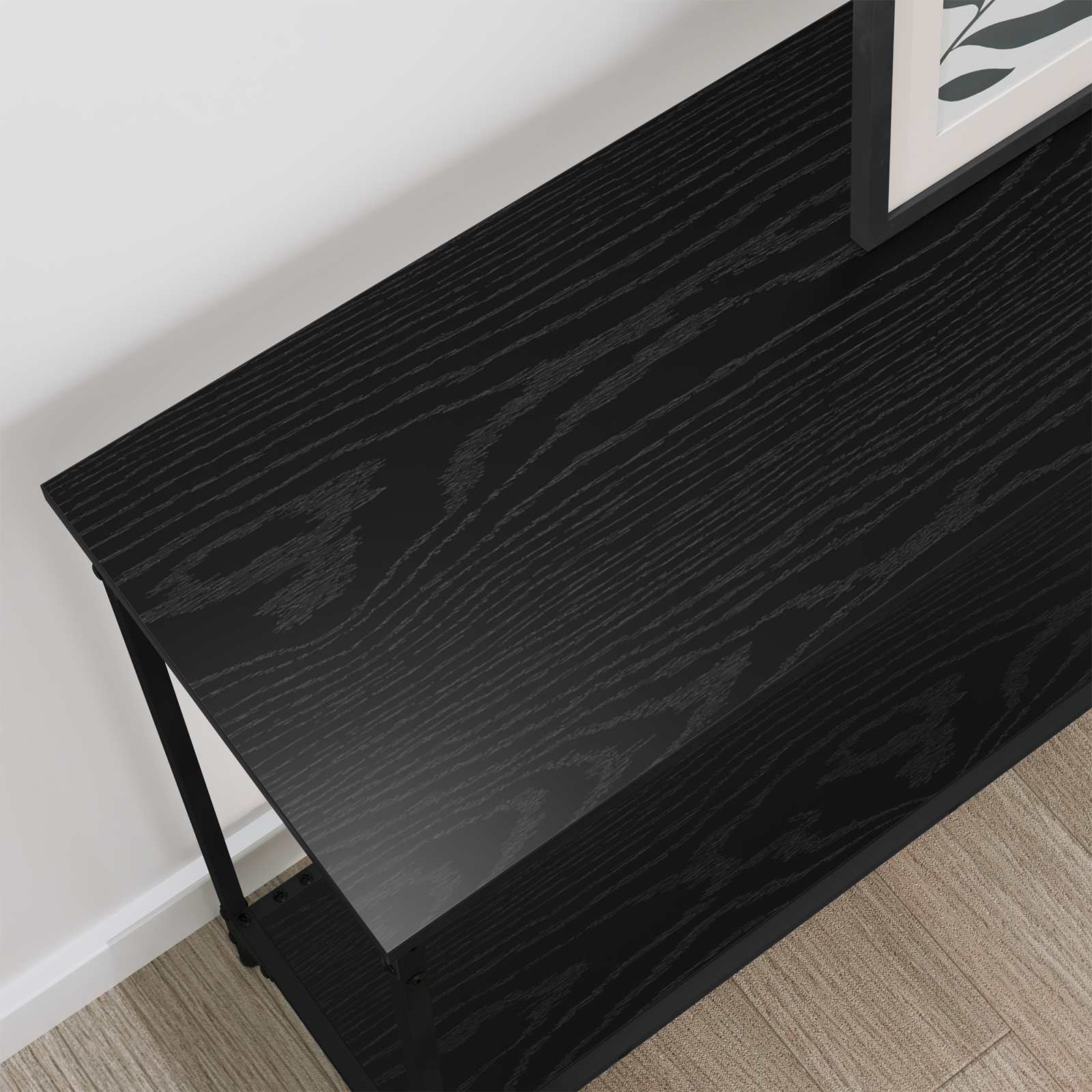 Konsolinis stalas su lentyna juoda ąžuolo 101 x 30.5 x 75 cm
