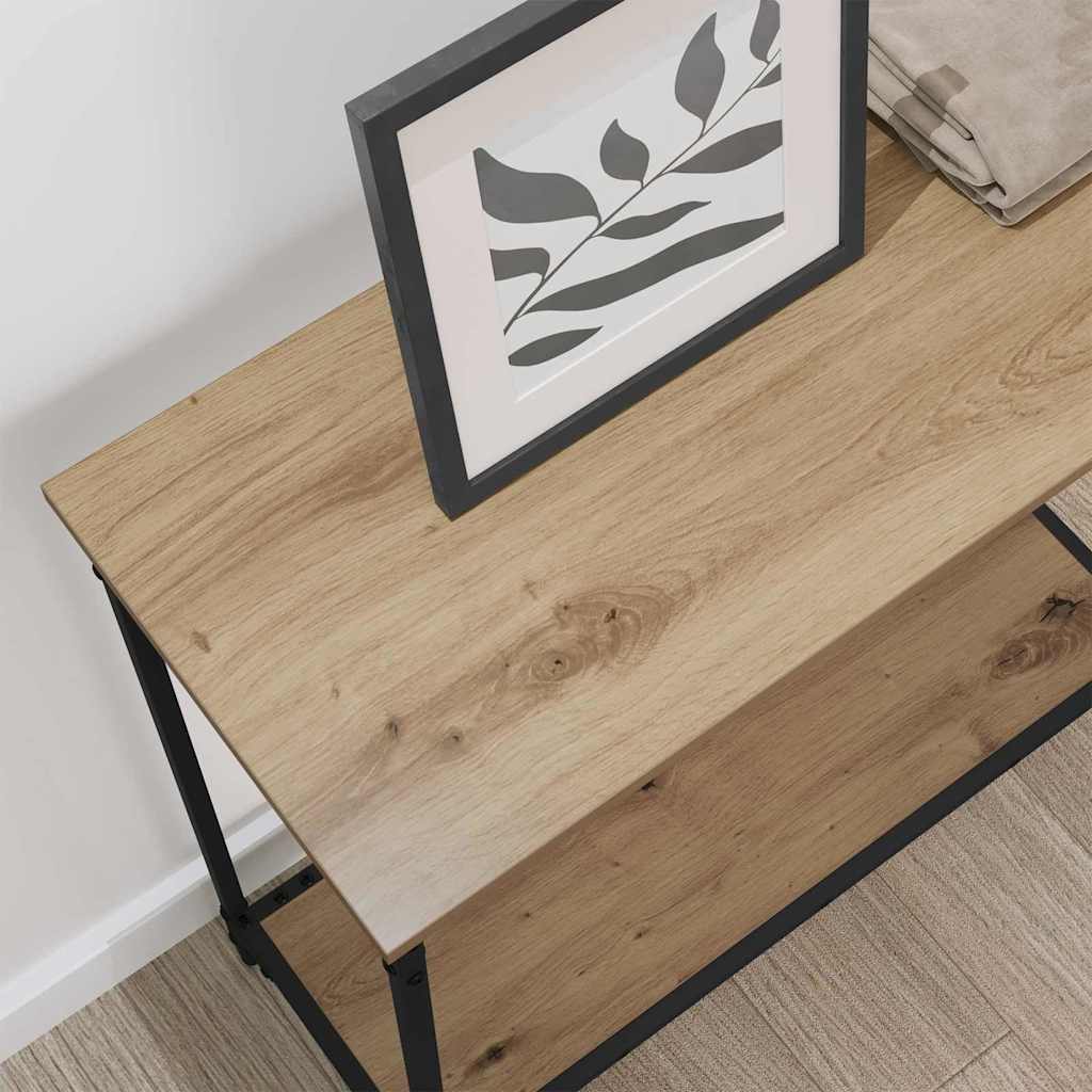 Konsolinis stalas su lentyna artisano ąžuolo 75 x 30.5 x 75 cm