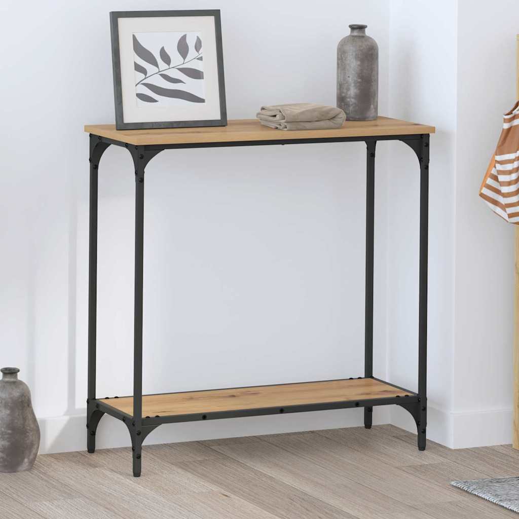 Konsolinis stalas su lentyna artisano ąžuolo 75 x 30.5 x 75 cm