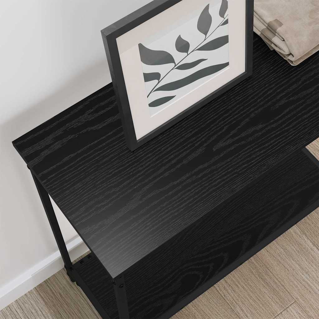 Konsolinis stalas su lentyna juoda ąžuolo 75 x 30.5 x 75 cm