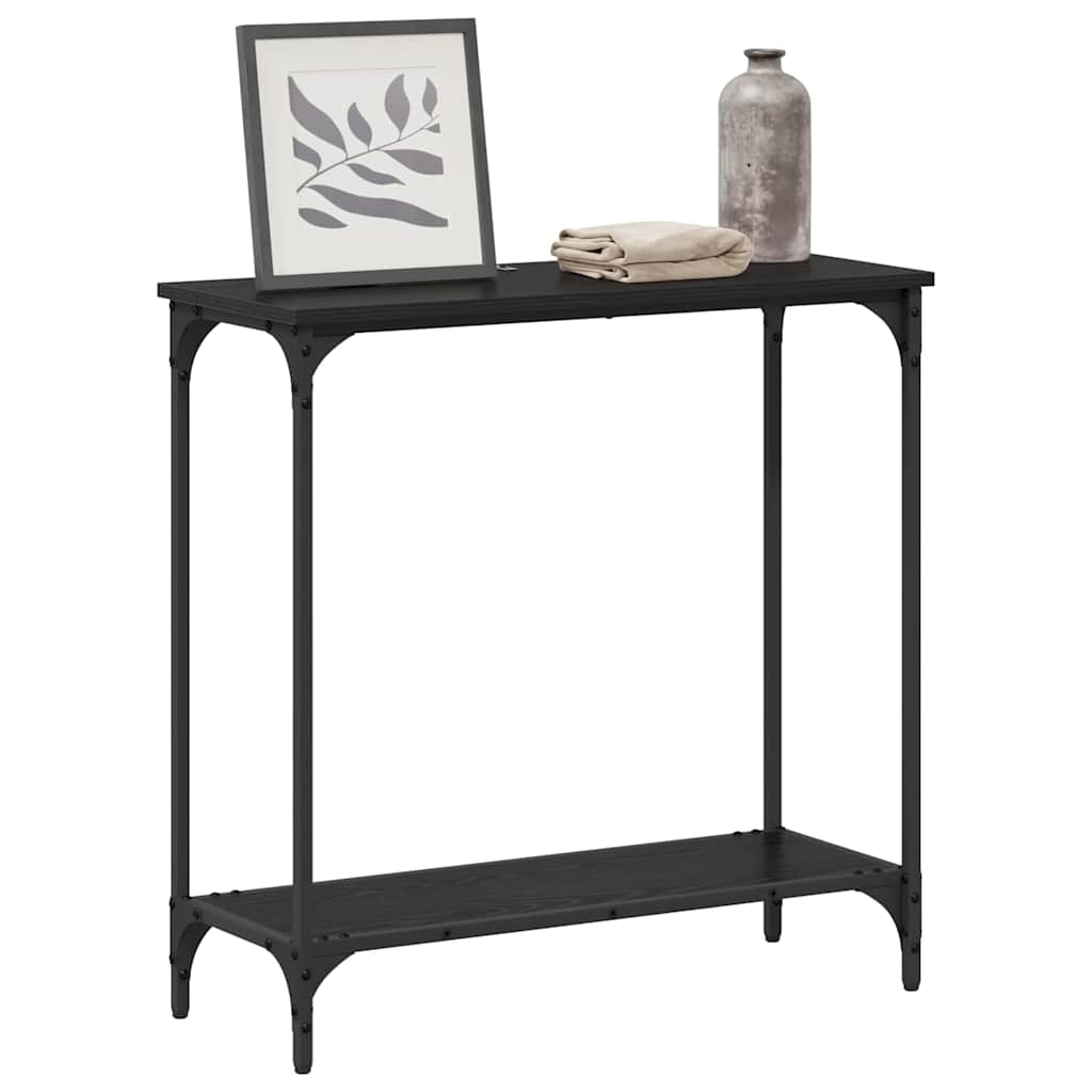 Konsolinis stalas su lentyna juoda ąžuolo 75 x 30.5 x 75 cm