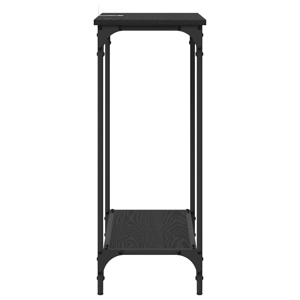 Konsolinis stalas su lentyna juoda ąžuolo 75 x 30.5 x 75 cm