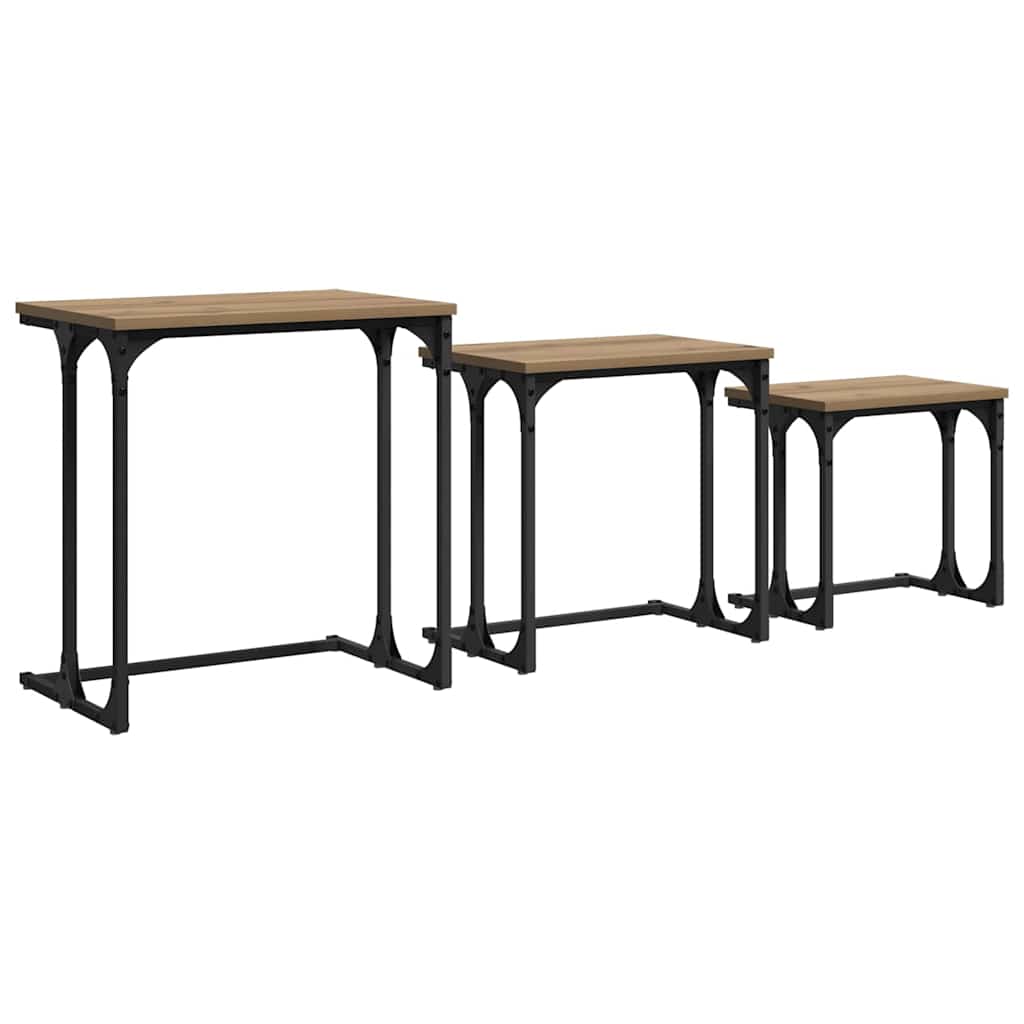 Nesting Coffee Table 3 pcs artisan oak 50.5 x 35 x 53 cm