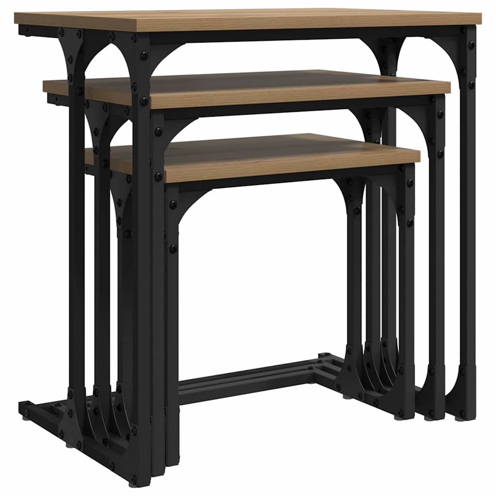 Nesting Coffee Table 3 pcs artisan oak 50.5 x 35 x 53 cm