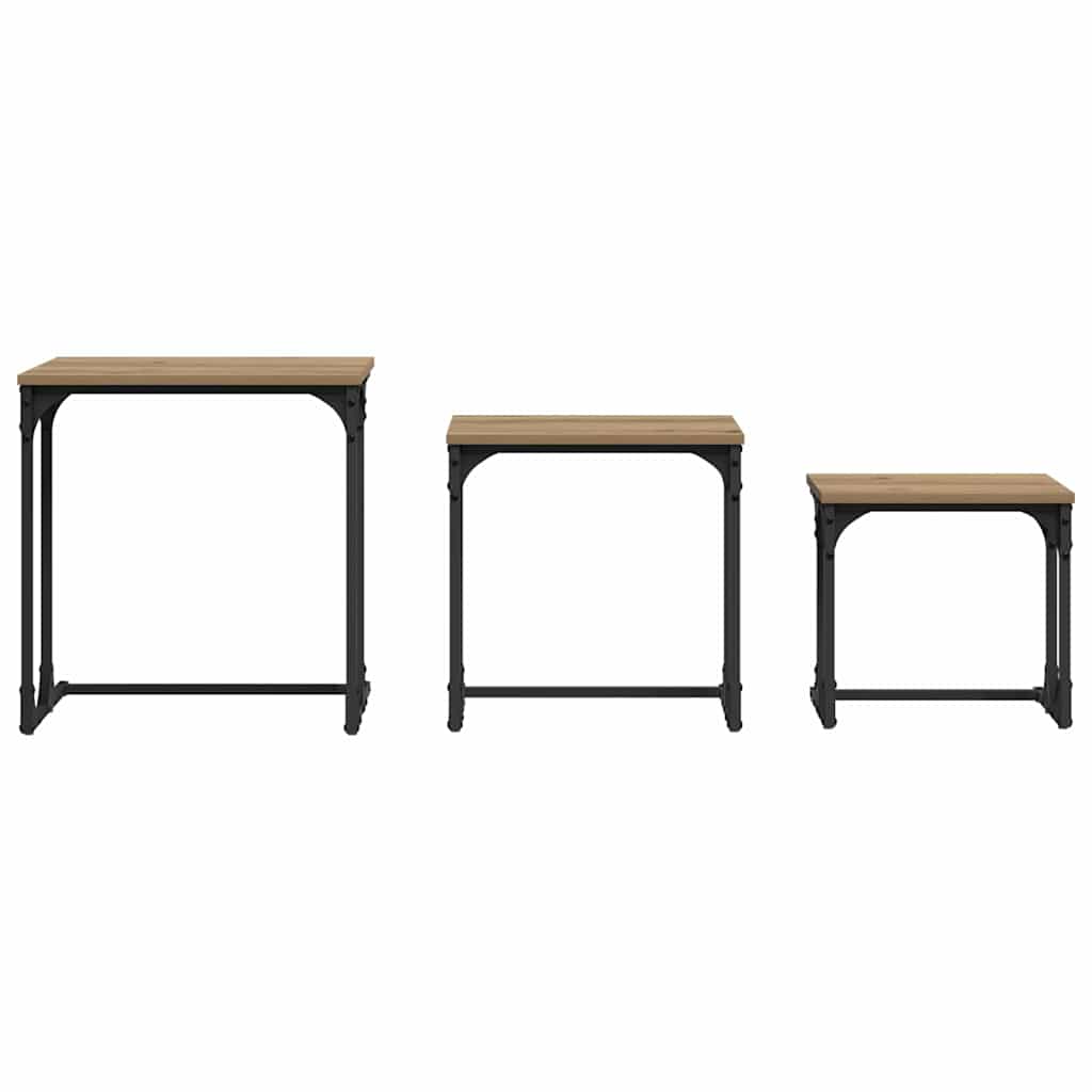 Nesting Coffee Table 3 pcs artisan oak 50.5 x 35 x 53 cm