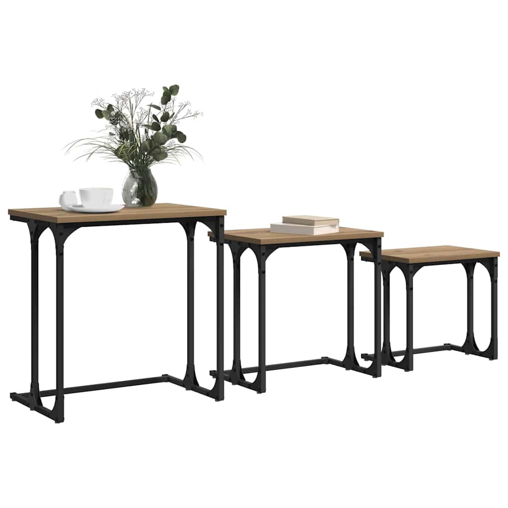 Nesting Coffee Table 3 pcs artisan oak 50.5 x 35 x 53 cm