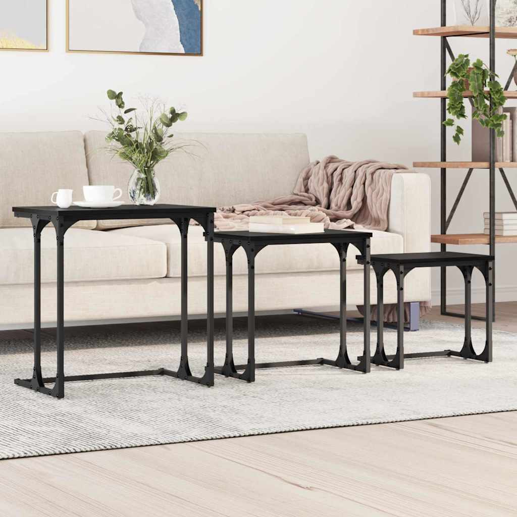 Lizdinių kavos stalas 3 pcs juoda ąžuolo 50.5 x 35 x 53 cm