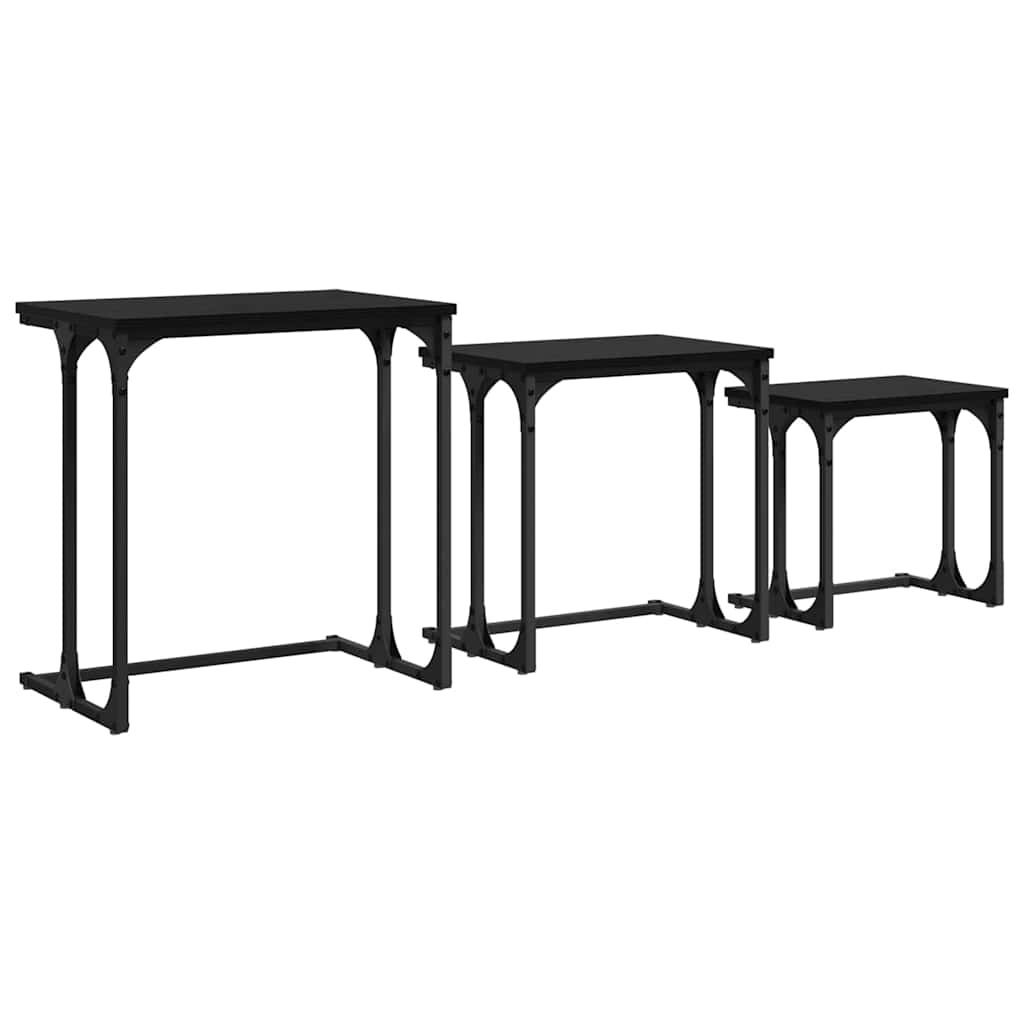 Lizdinių kavos stalas 3 pcs juoda ąžuolo 50.5 x 35 x 53 cm