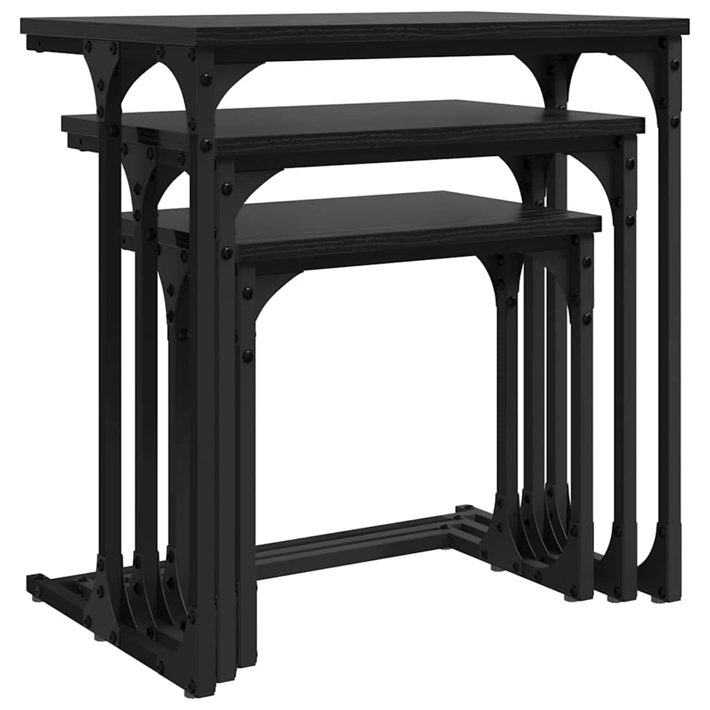Lizdinių kavos stalas 3 pcs juoda ąžuolo 50.5 x 35 x 53 cm