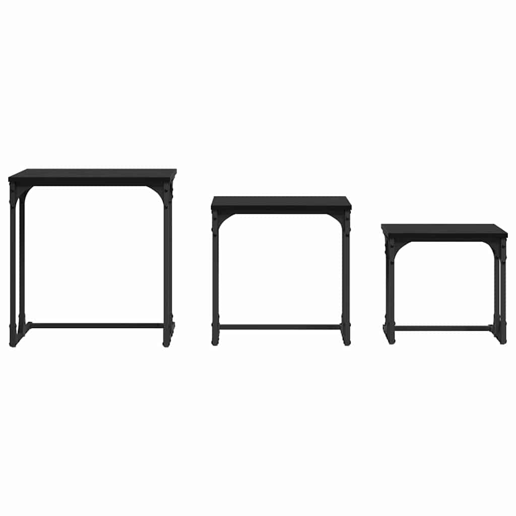Lizdinių kavos stalas 3 pcs juoda ąžuolo 50.5 x 35 x 53 cm
