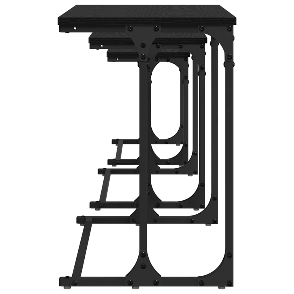 Lizdinių kavos stalas 3 pcs juoda ąžuolo 50.5 x 35 x 53 cm