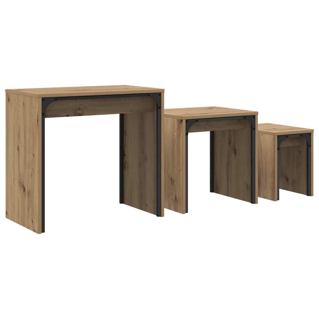 Lizdinių kavos stalas 3 pcs artisano ąžuolo 60 x 35 x 56 cm