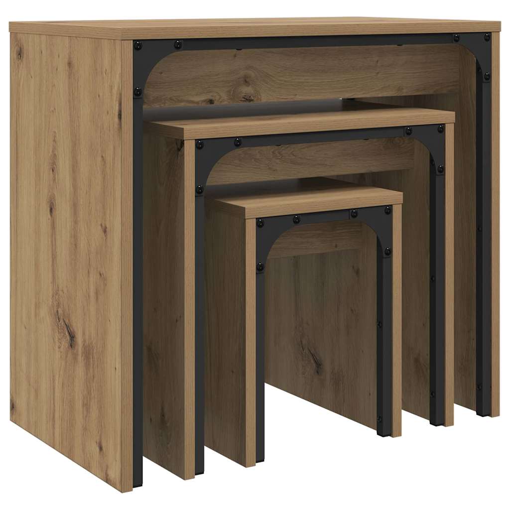 Lizdinių kavos stalas 3 pcs artisano ąžuolo 60 x 35 x 56 cm