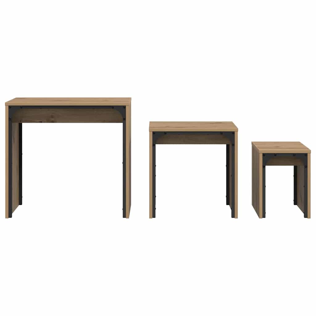 Lizdinių kavos stalas 3 pcs artisano ąžuolo 60 x 35 x 56 cm