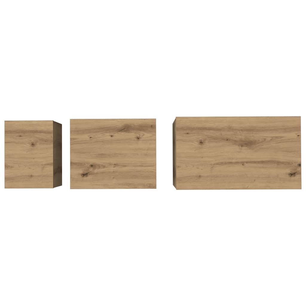 Lizdinių kavos stalas 3 pcs artisano ąžuolo 60 x 35 x 56 cm