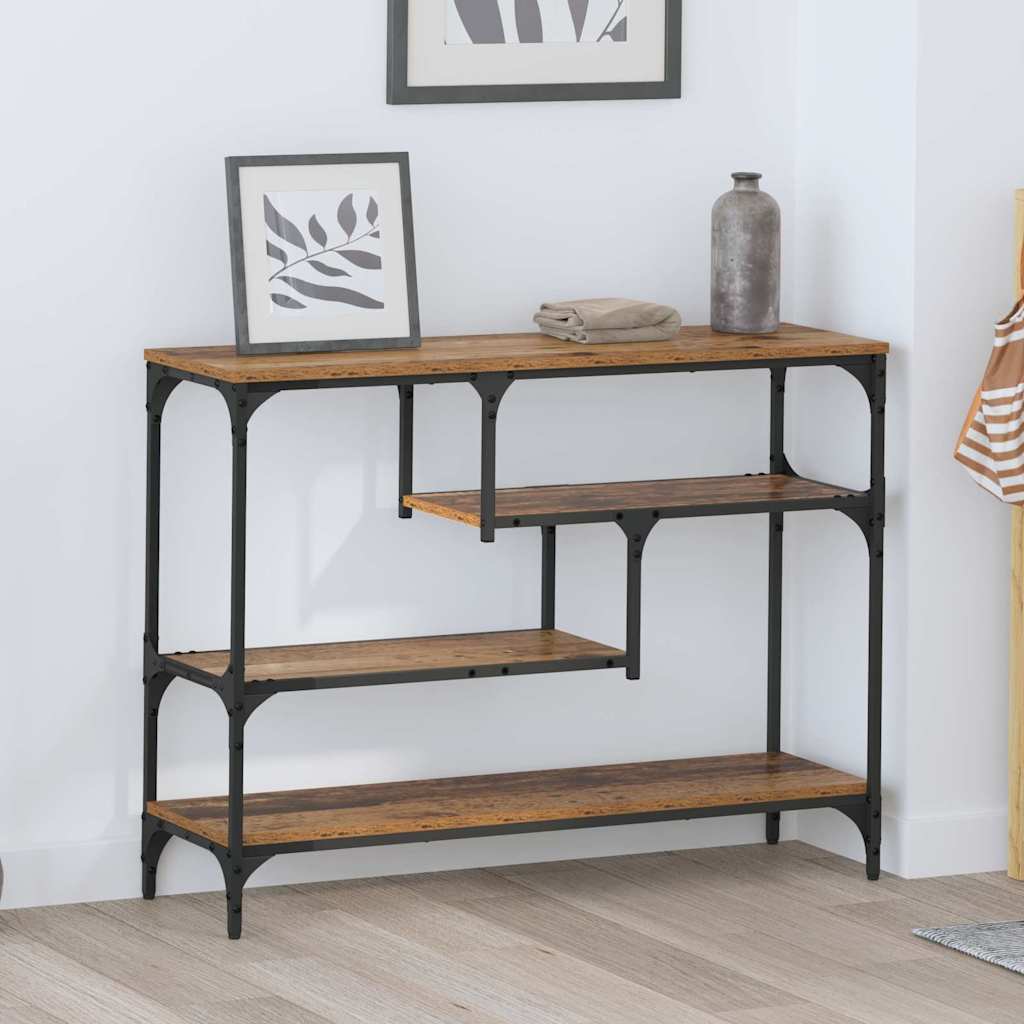 Console table with shelf Reclaimed wood 100 x 30 x 75 cm