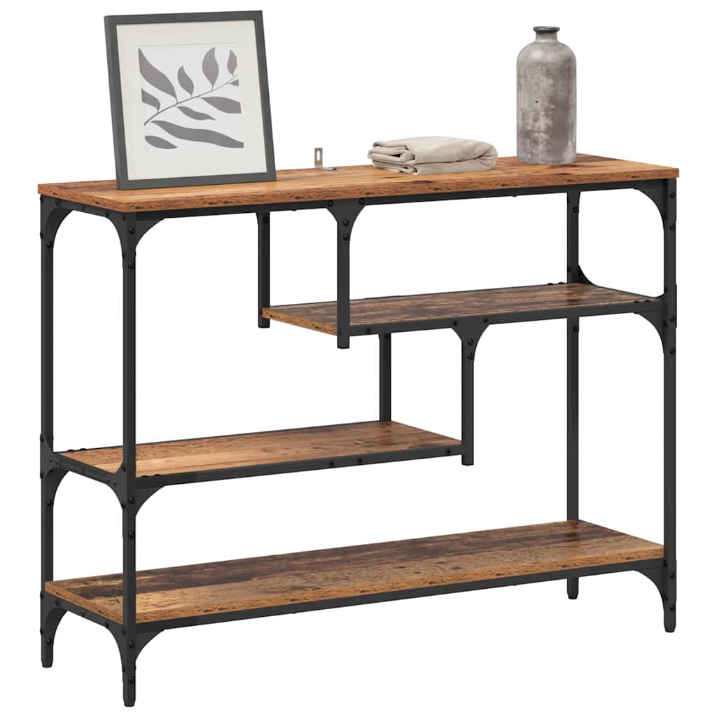 Console table with shelf Reclaimed wood 100 x 30 x 75 cm