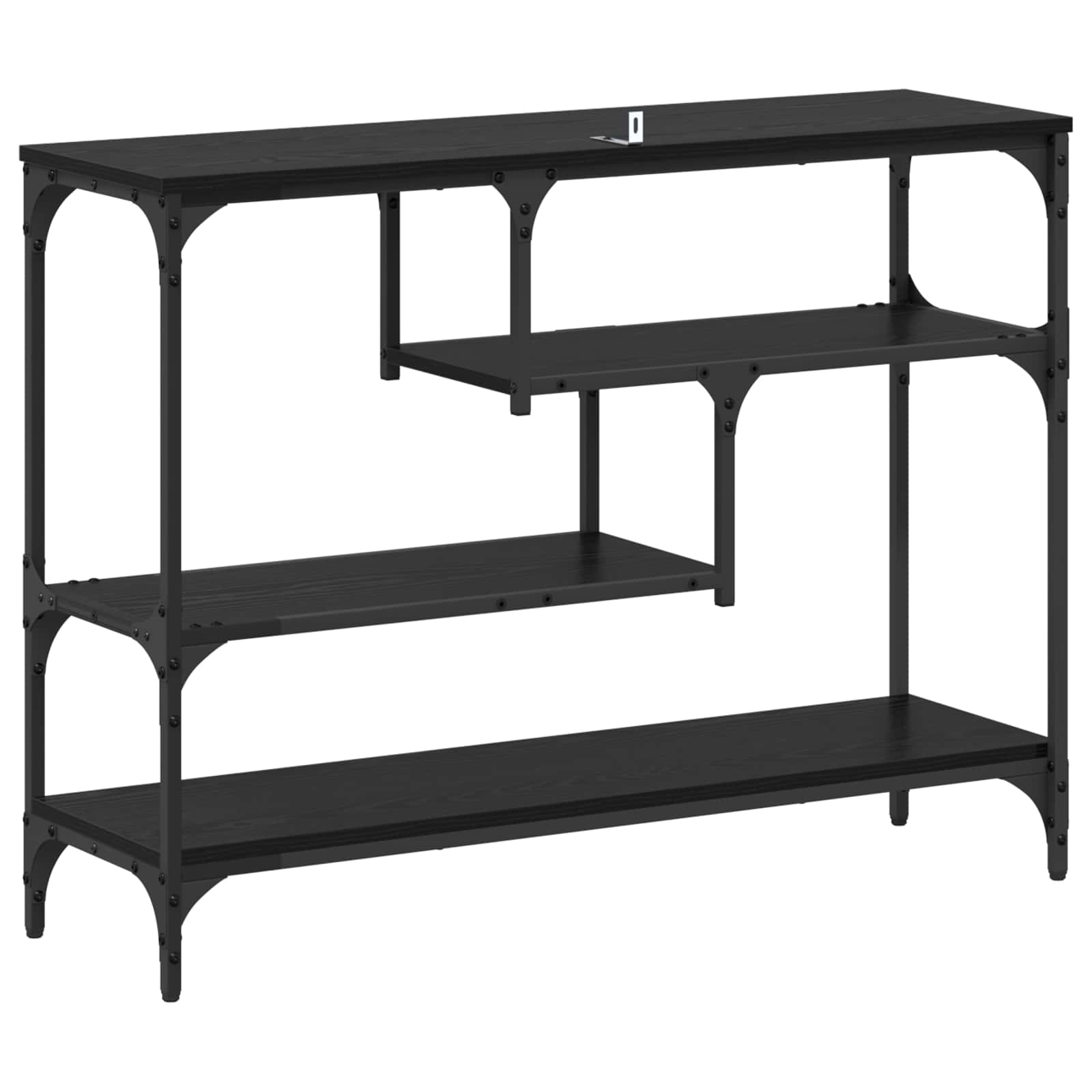 Konsoles galds ar plauktu melns ozols 100 x 30 x 75 cm
