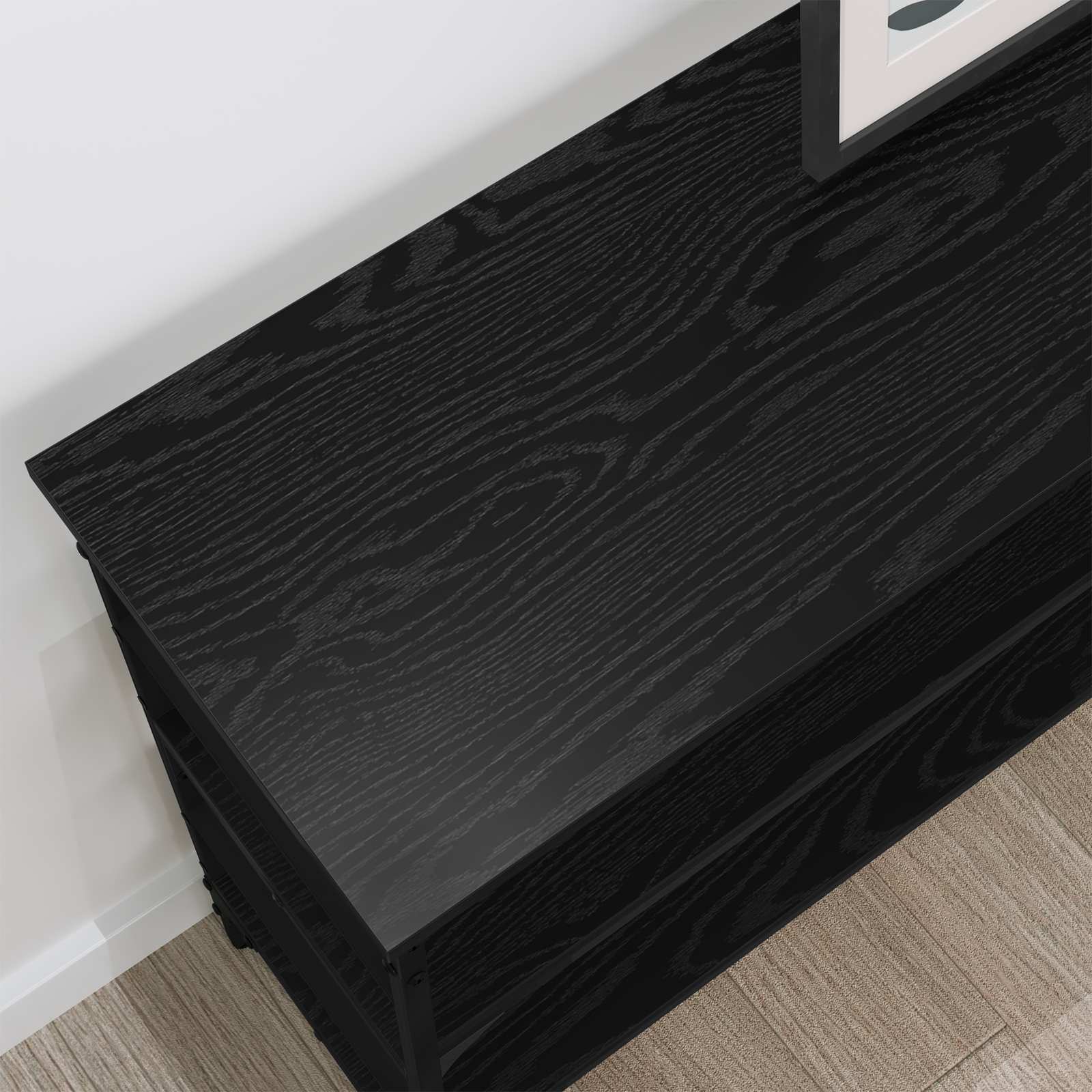 Konsoles galds ar plauktu, melns ozols 100 x 32 x 75 cm