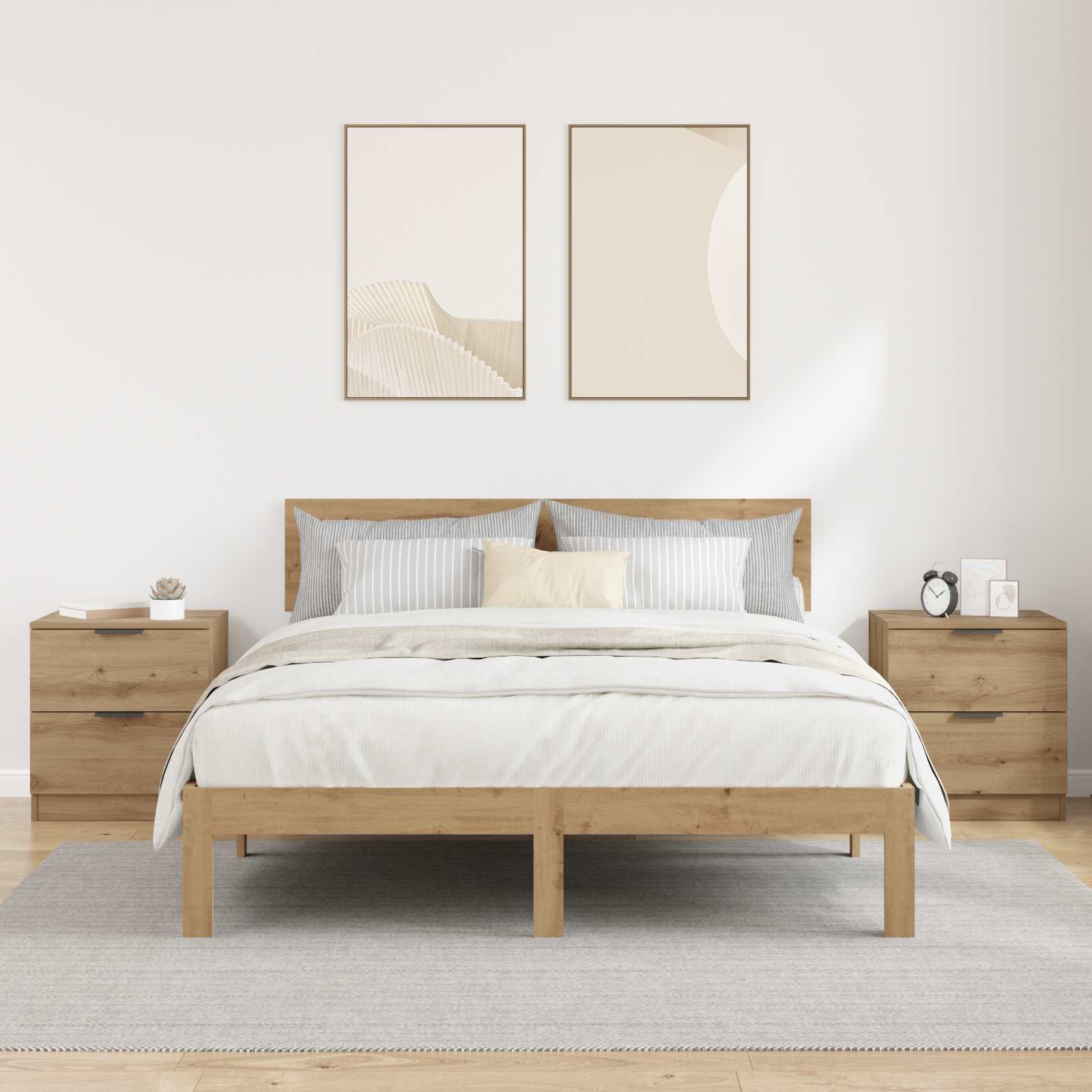 Šalia lovos spintelė 2 pcs Amatininkų ąžuolas 45 x 39 x 50 cm