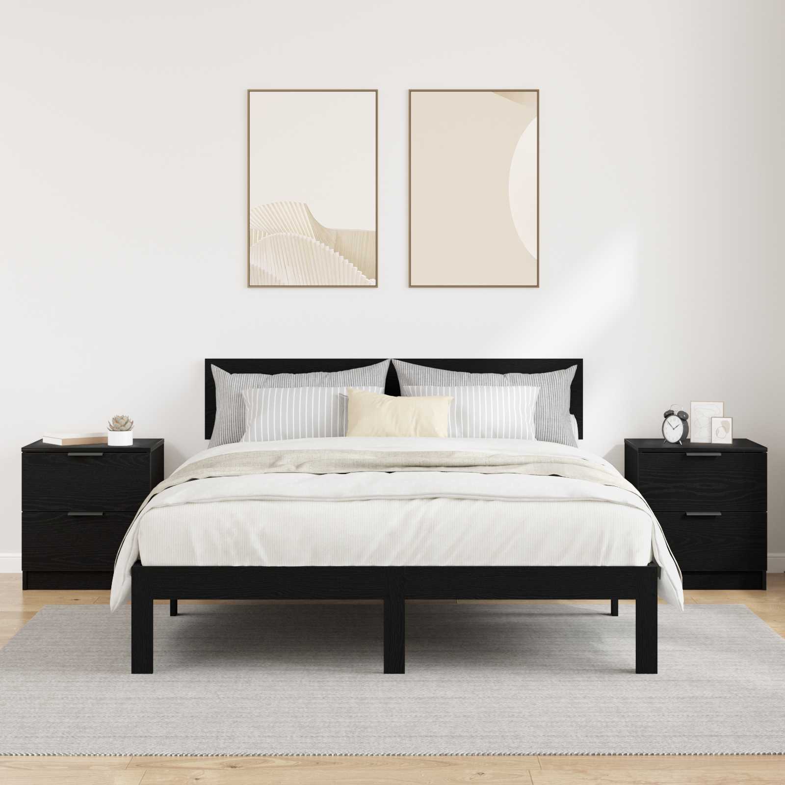 Šalia lovos spintelė 2 pcs Juodas ąžuolas 45 x 39 x 50 cm