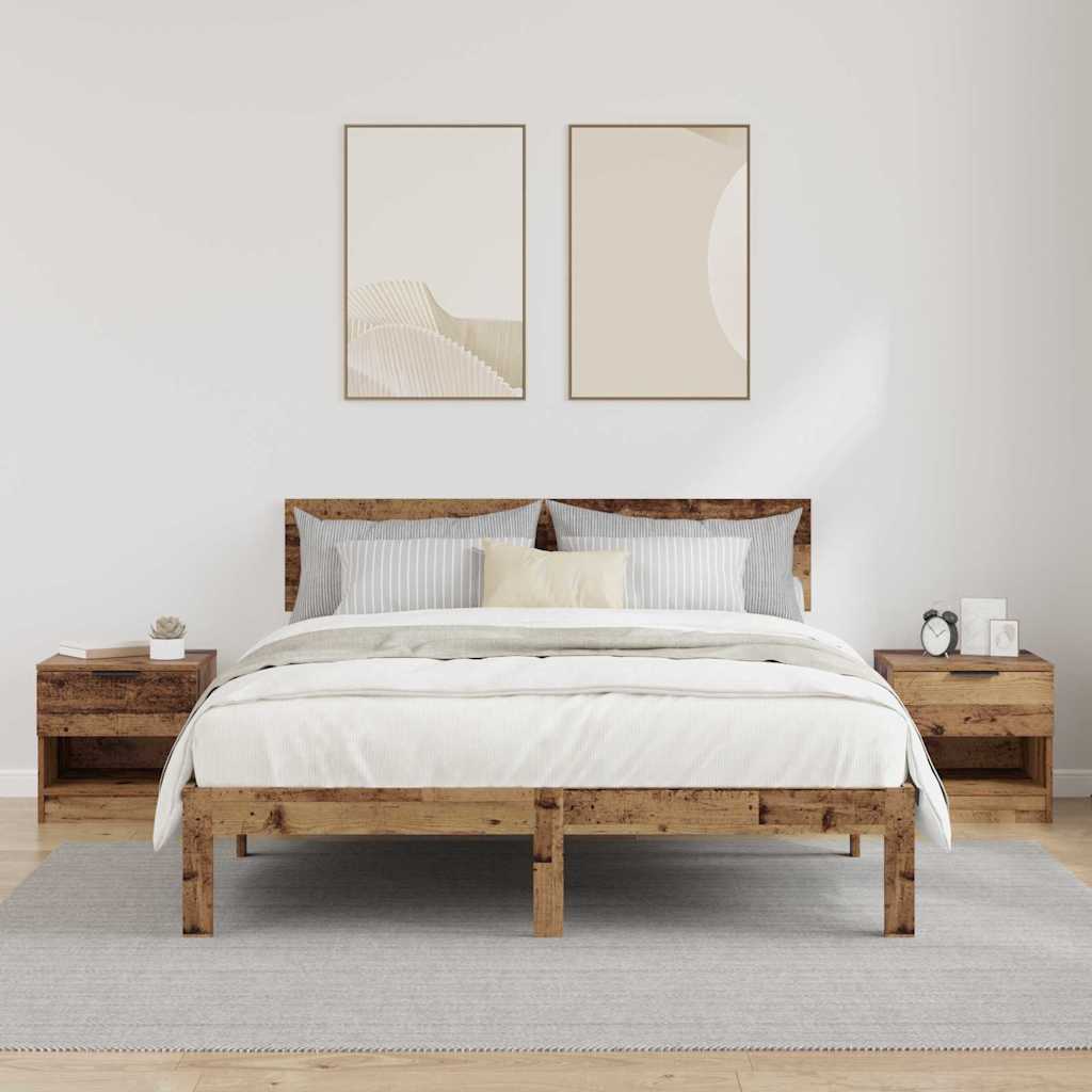 Bedside cabinet with drawers 2 pcs Reclaimed wood 40 x 39 x 40cm