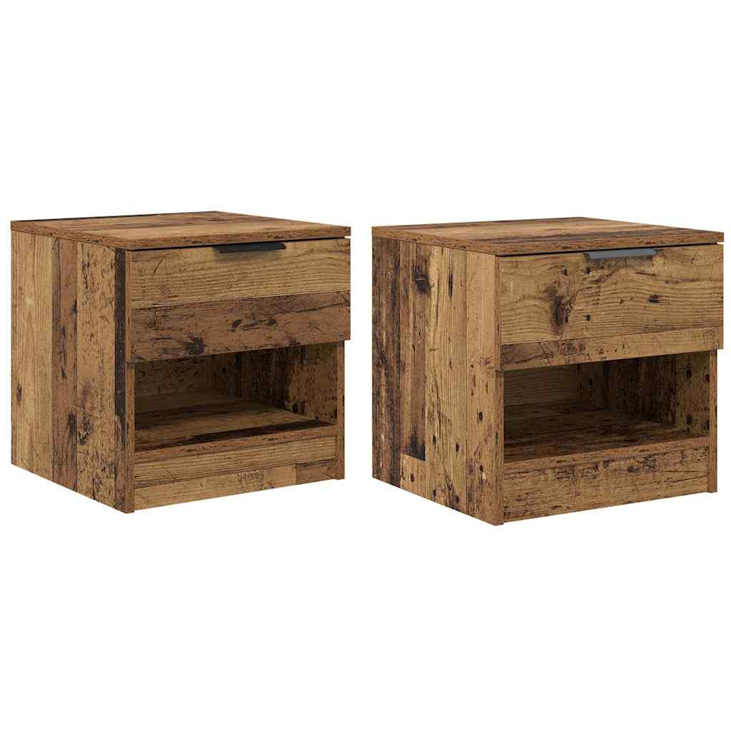 Bedside cabinet with drawers 2 pcs Reclaimed wood 40 x 39 x 40cm