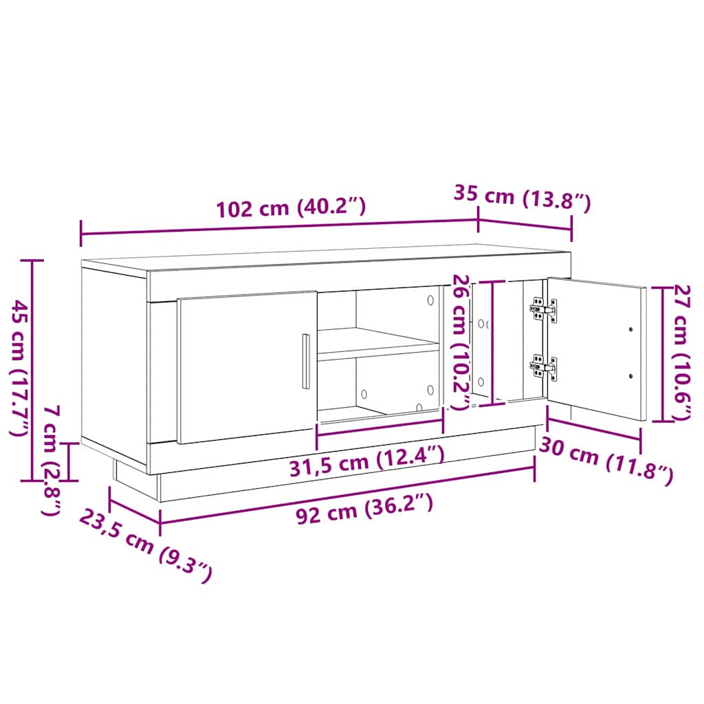 TV Cabinet Artisan Oak 102 x 35 x 45 cm