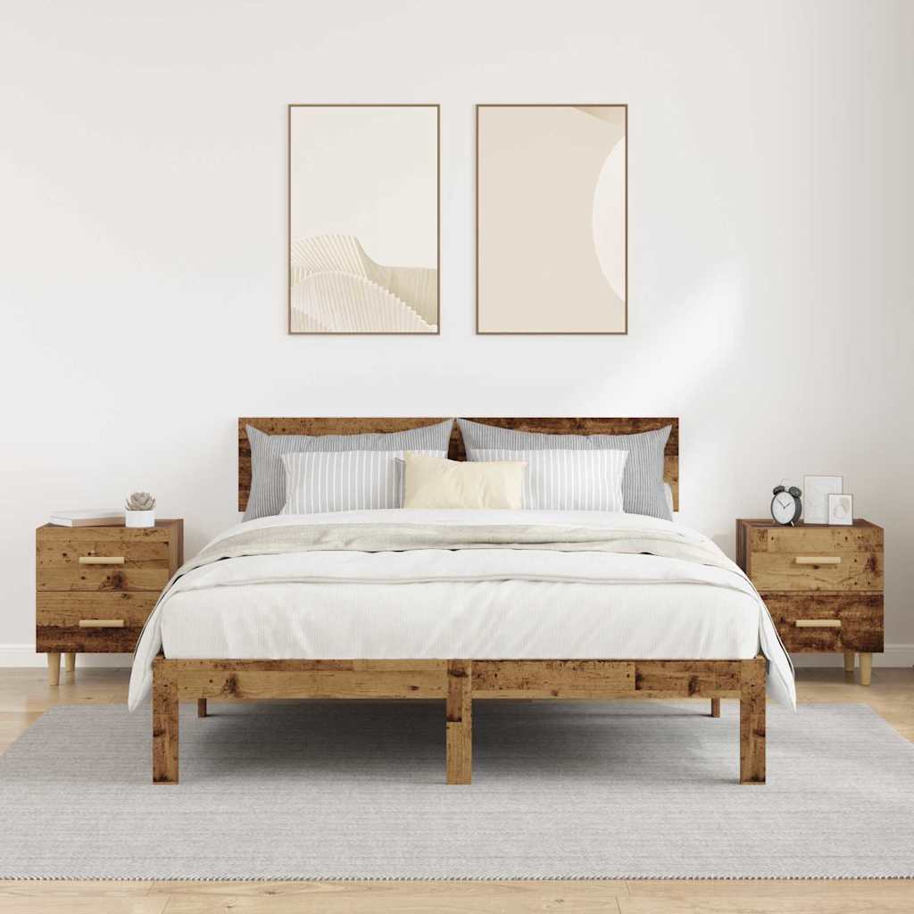 Lovos spintelė su stalčių 2 pcs Senas medis 40 x 35 x 47.5cm