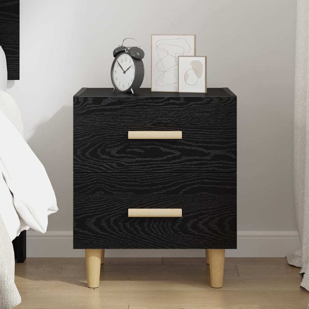 Bedside cabinet Black oak 40 x 35 x 47.5cm Engineered wood