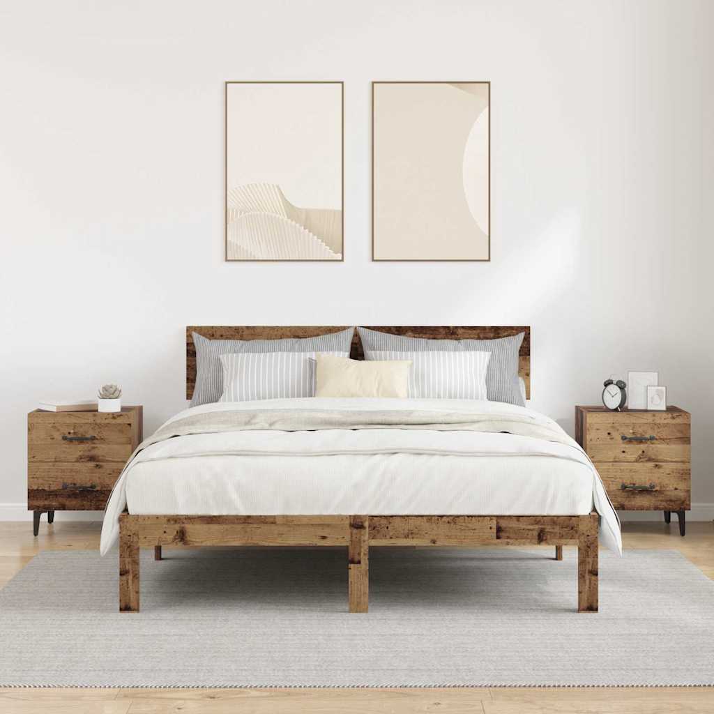 Naktsskapītis ar atvilktnēm 2 gab. Vecs koks 40 x 35 x 47,5 cm