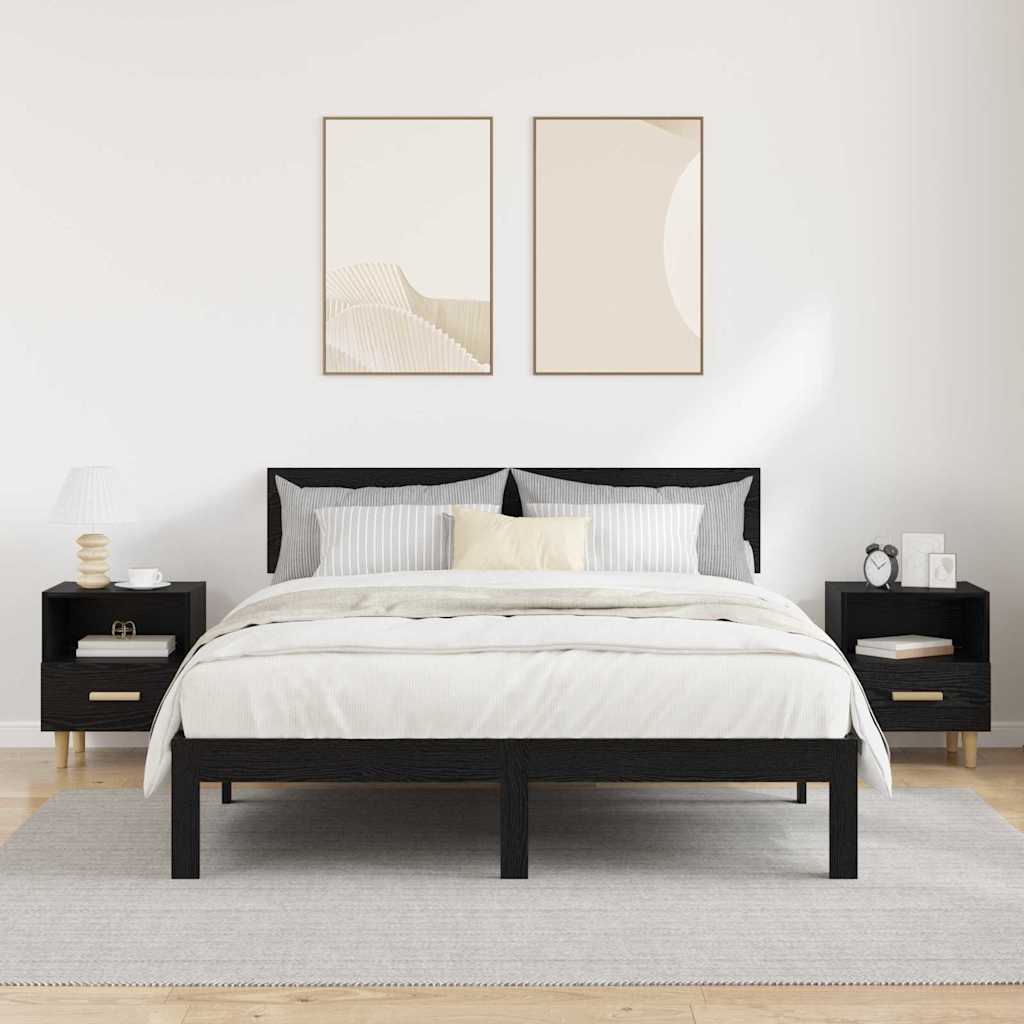 Šalia lovos spintelė 2 pcs Juodas ąžuolas 40 x 35 x 47 cm