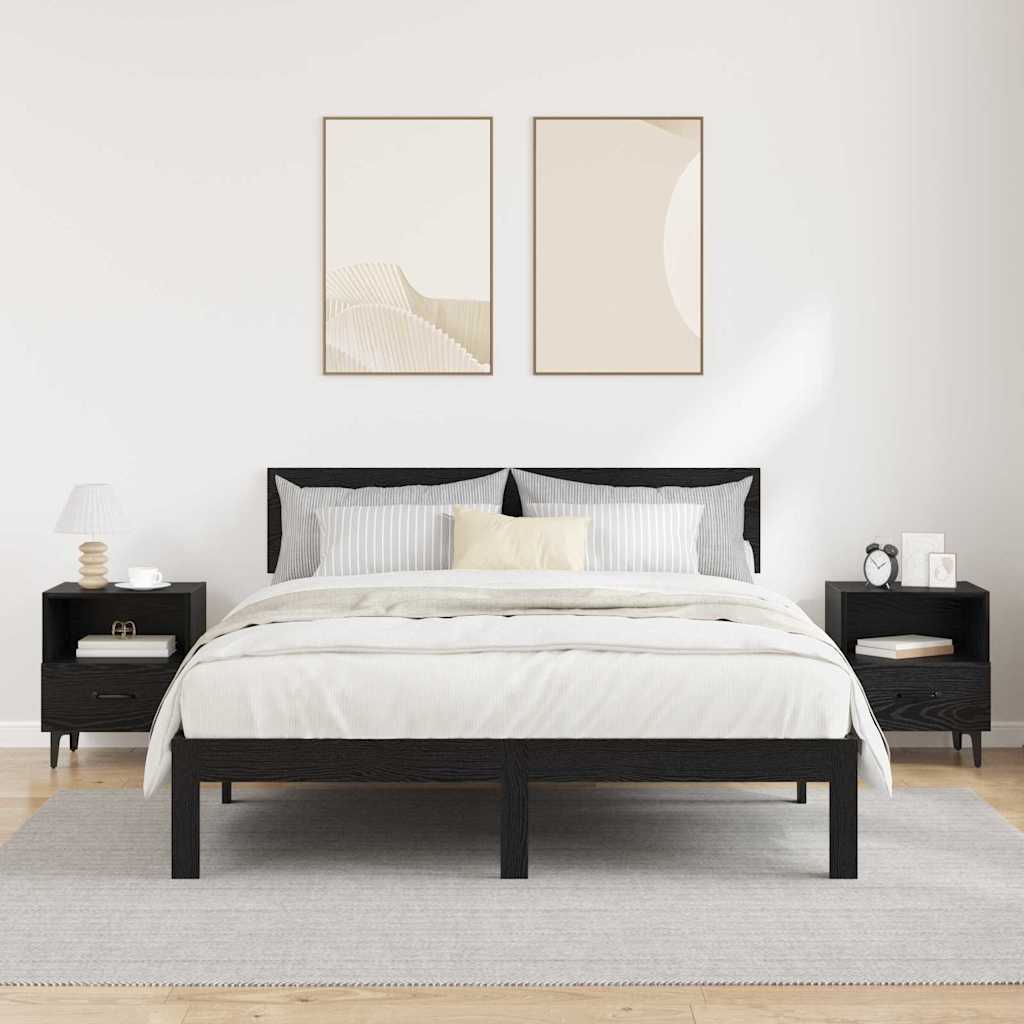 Šalia lovos spintelė 2 pcs juoda ąžuolo 40 x 35 x 47.5 cm